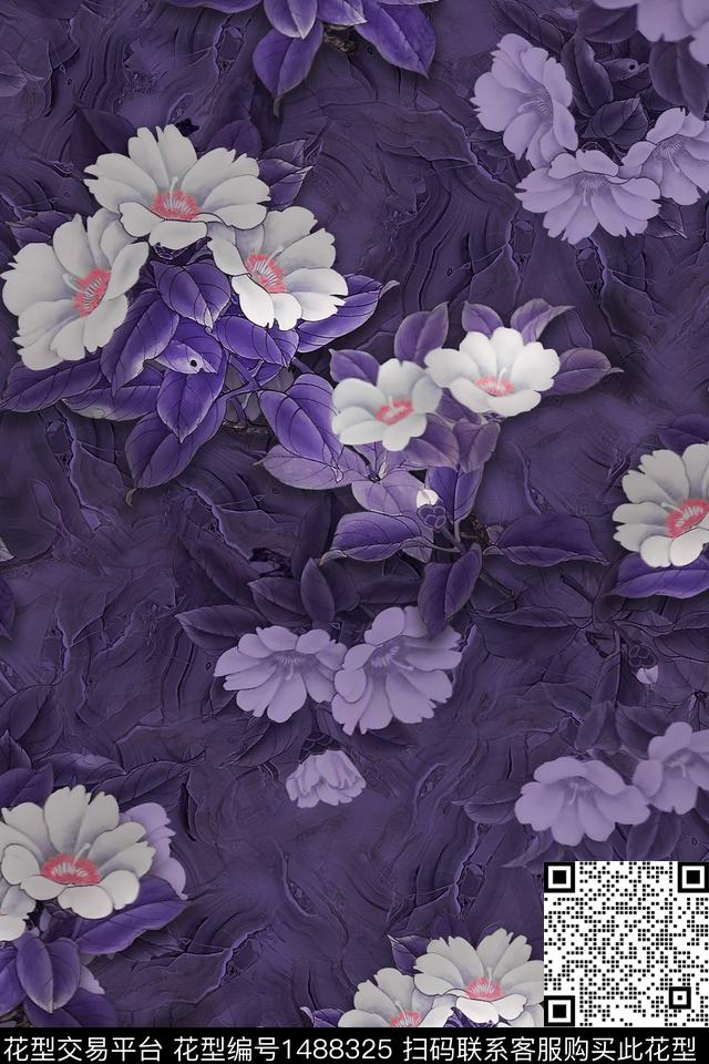 花卉中国风数码印花华亿平台下载（图片编号: 1488325） - 瓦栏（Walan）
