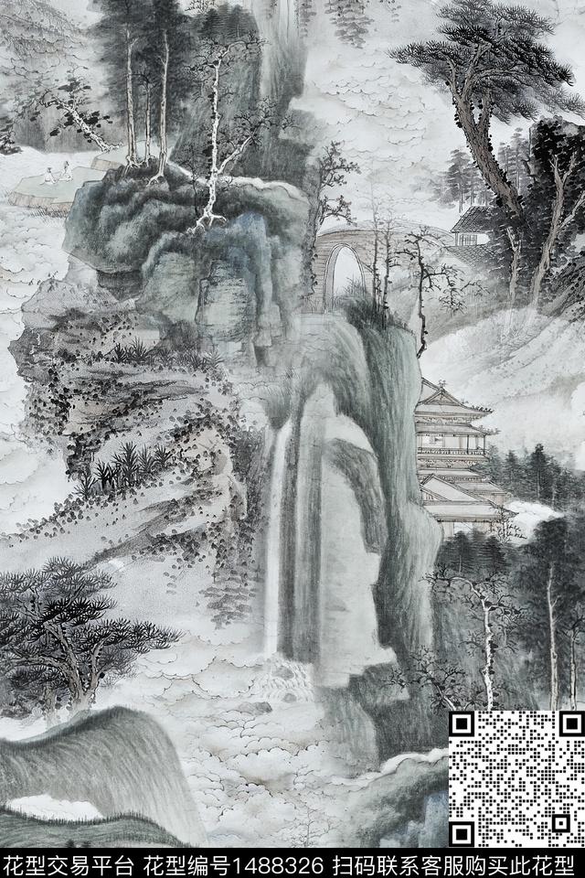 花卉中国风数码印花华亿平台下载（图片编号: 1488326） - 瓦栏（Walan）