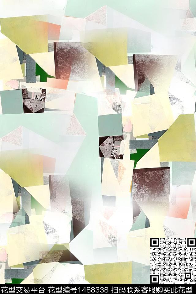 抽象小清新真丝数码印花华亿平台下载（图片编号: 1488338） - 瓦栏（Walan）