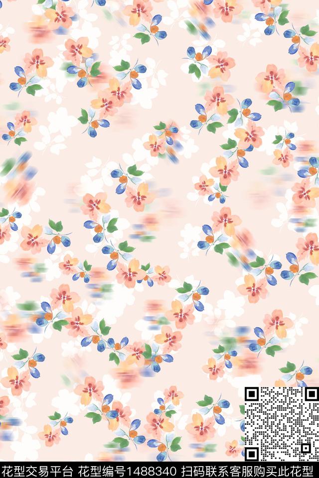 花卉小清新真丝数码印花华亿平台下载（图片编号: 1488340） - 瓦栏（Walan）