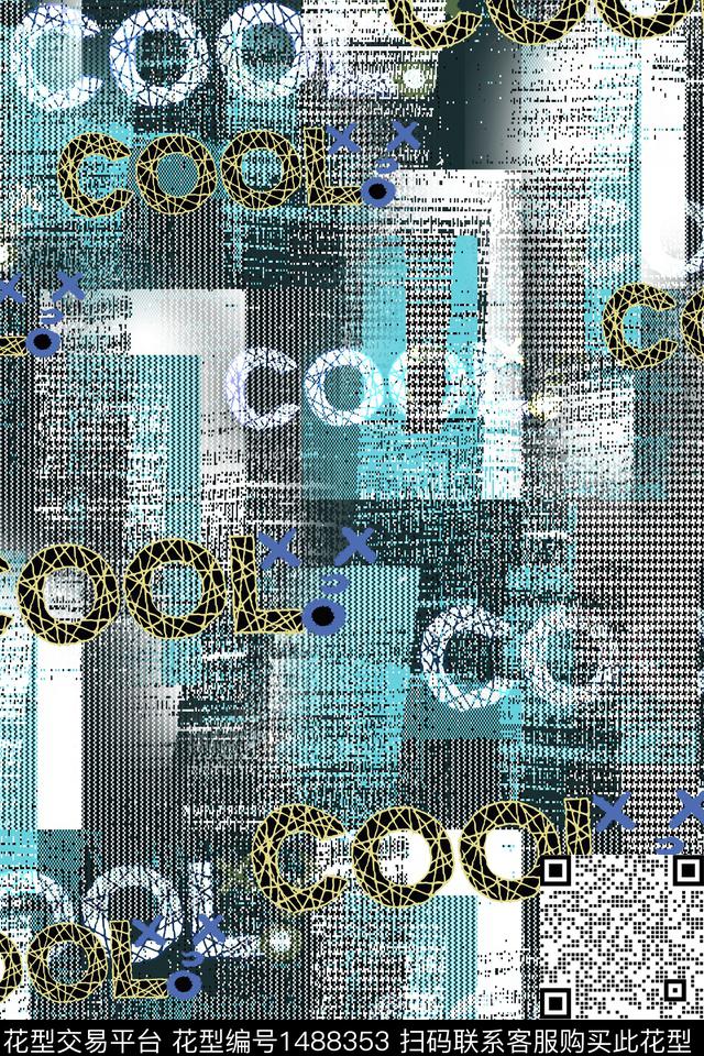 字母时尚抽象数码印花华亿平台下载（图片编号: 1488353） - 瓦栏（Walan）