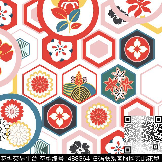 几何混合拼接大牌风数码印花华亿平台下载（图片编号: 1488364） - 瓦栏（Walan）