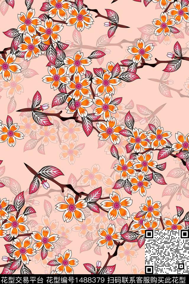 花卉中国风中老年数码印花华亿平台下载（图片编号: 1488379） - 瓦栏（Walan）