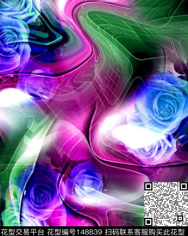 科技感未来抽象底纹数码印花华亿平台下载（图片编号: 148839） - 瓦栏（Walan）