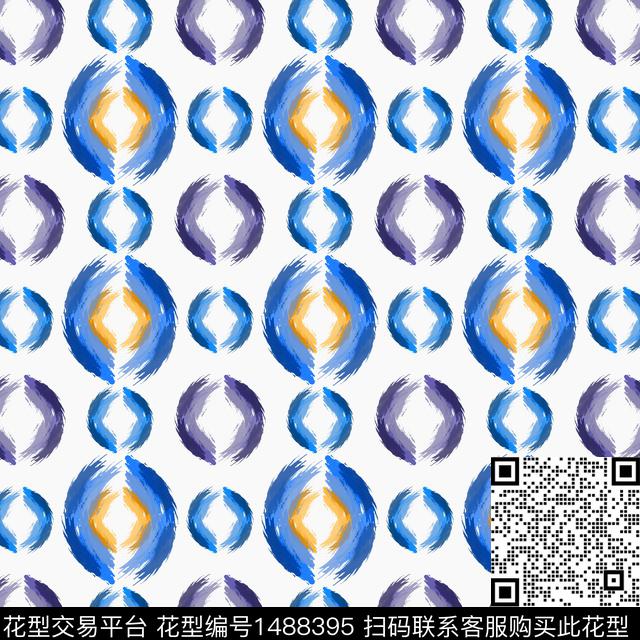 几何肌理笔触数码印花华亿平台下载（图片编号: 1488395） - 瓦栏（Walan）