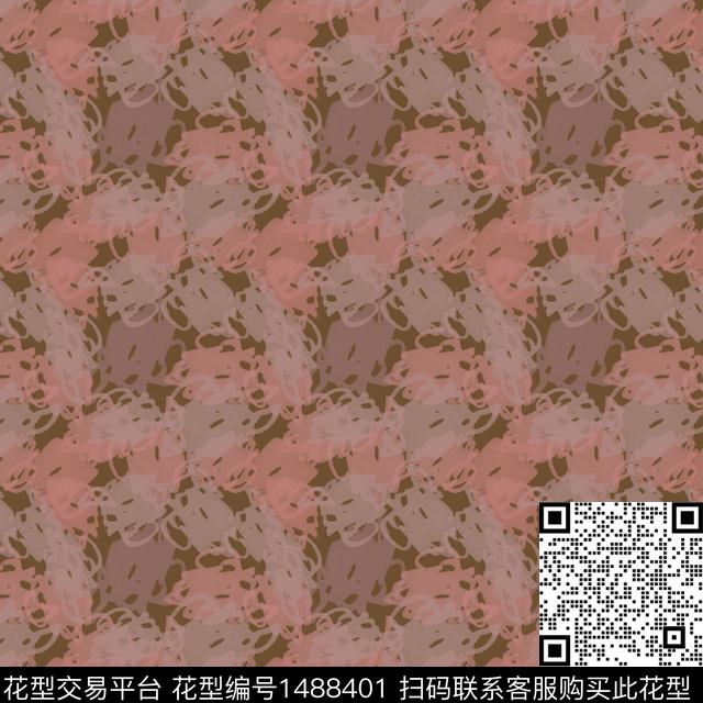 肌理笔触抽象数码印花华亿平台下载（图片编号: 1488401） - 瓦栏（Walan）