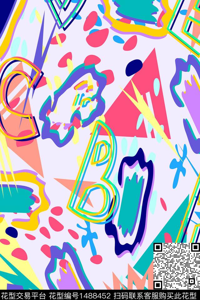 几何肌理大牌风数码印花华亿平台下载（图片编号: 1488452） - 瓦栏（Walan）