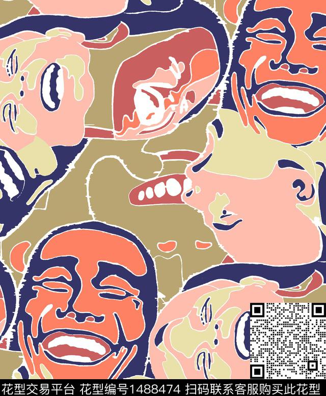 人物男装满版花传统印花华亿平台下载（图片编号: 1488474） - 瓦栏（Walan）