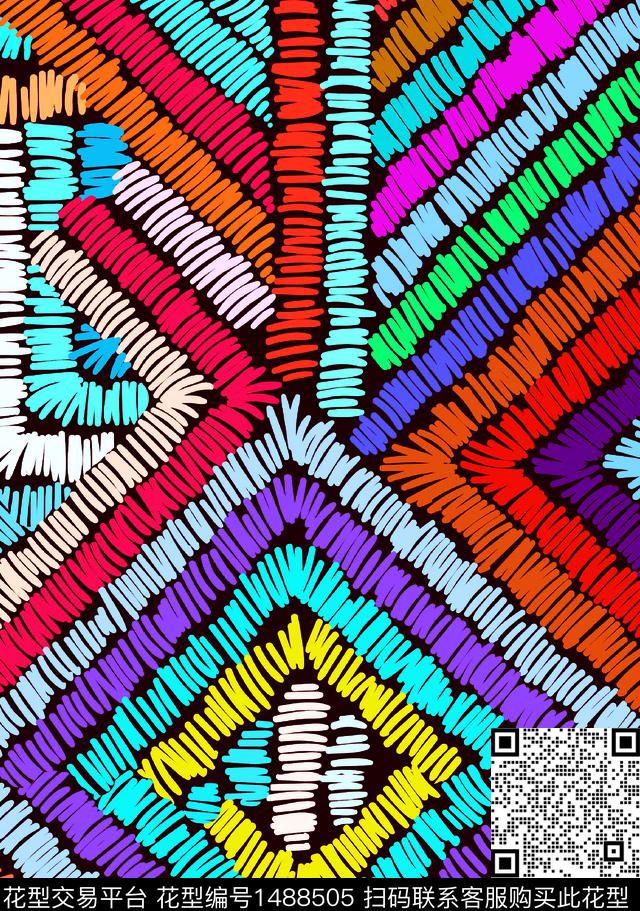 趣味彩色条纹数码印花华亿平台下载（图片编号: 1488505） - 瓦栏（Walan）