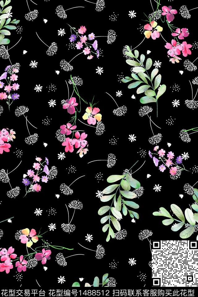 时尚花卉大牌风数码印花华亿平台下载（图片编号: 1488512） - 瓦栏（Walan）