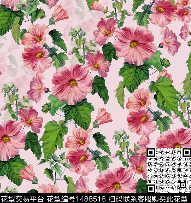 绿植树叶定位花民族风数码印花华亿平台下载（图片编号: 1488518） - 瓦栏（Walan）