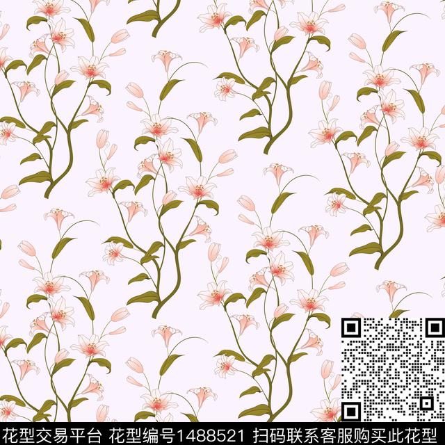 绿植树叶花卉大牌风数码印花华亿平台下载（图片编号: 1488521） - 瓦栏（Walan）