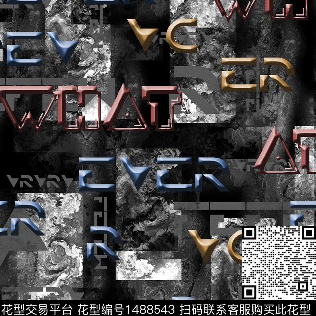 几何字母趋势华亿平台数码印花华亿平台下载（图片编号: 1488543） - 瓦栏（Walan）