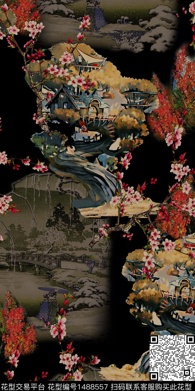 民族风花卉大牌风数码印花华亿平台下载（图片编号: 1488557） - 瓦栏（Walan）