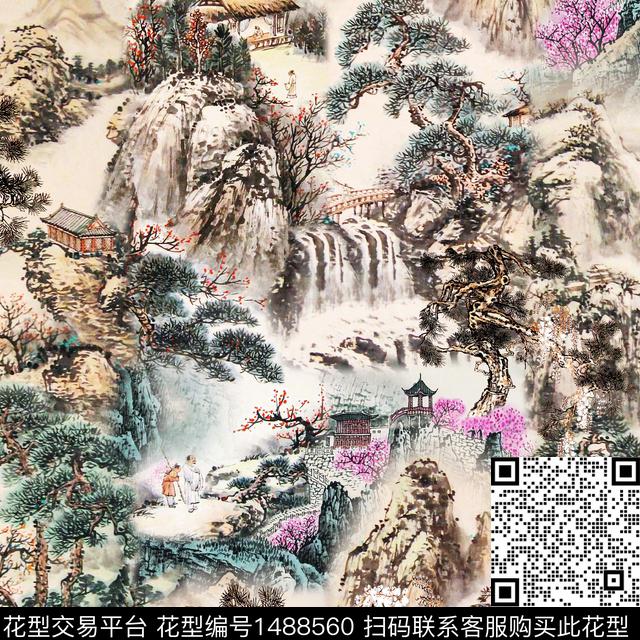 民族风花卉大牌风数码印花华亿平台下载（图片编号: 1488560） - 瓦栏（Walan）