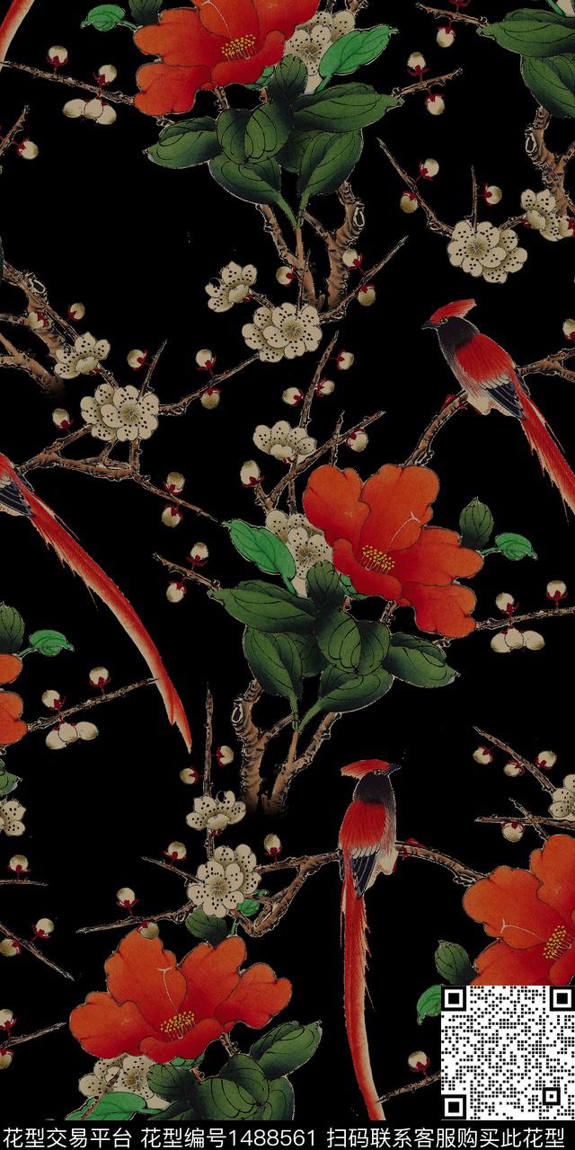 民族风花卉大牌风数码印花华亿平台下载（图片编号: 1488561） - 瓦栏（Walan）