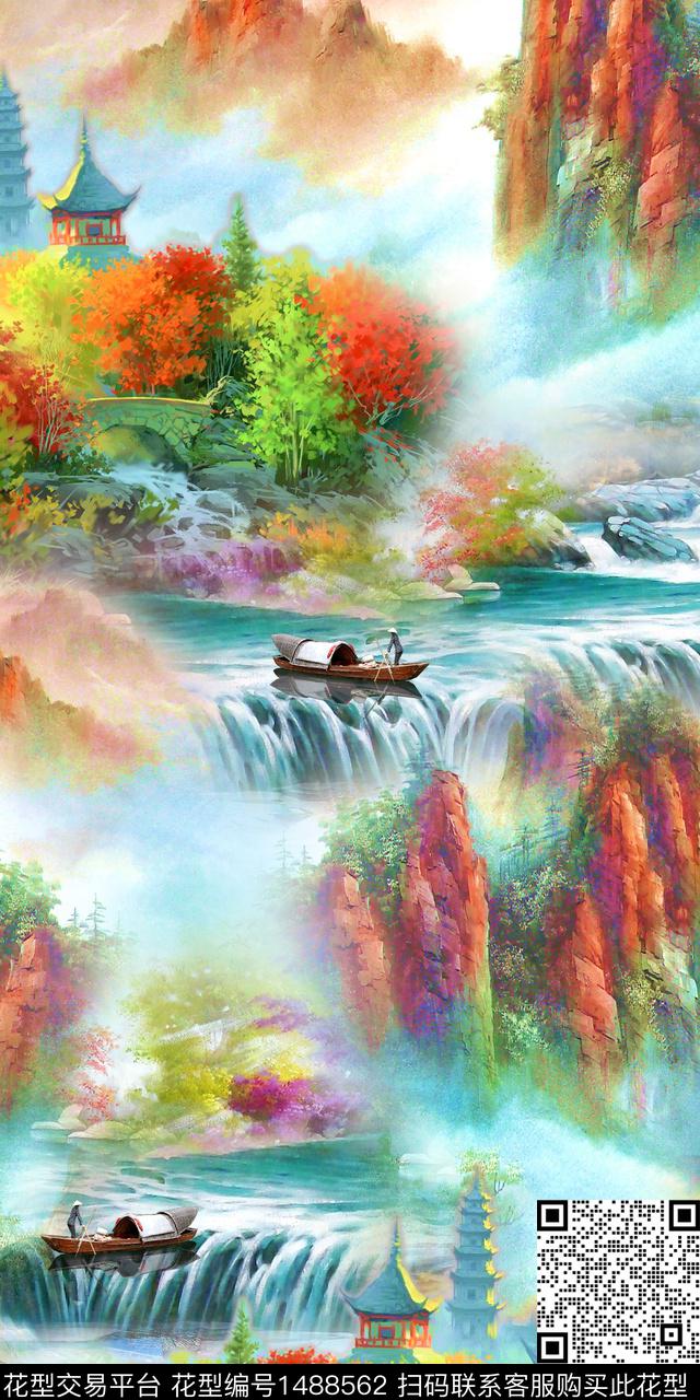 民族风花卉大牌风数码印花华亿平台下载（图片编号: 1488562） - 瓦栏（Walan）