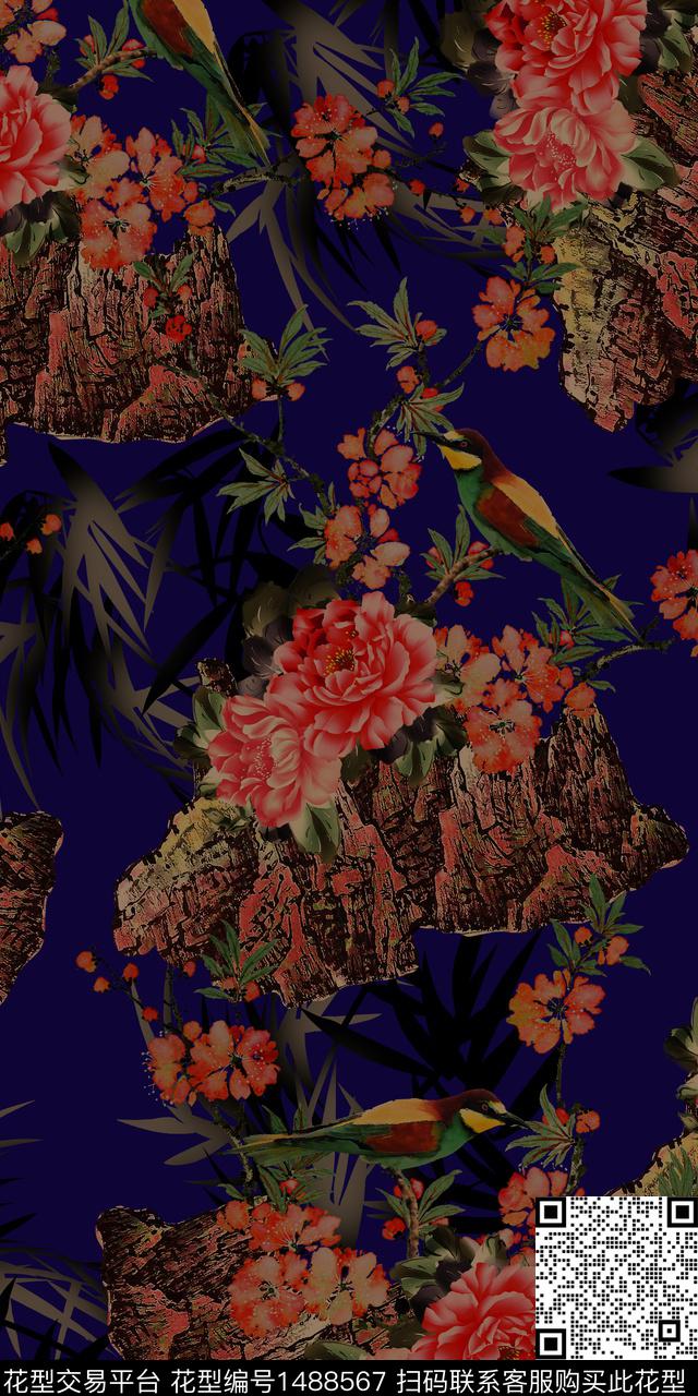 民族风花卉大牌风数码印花华亿平台下载（图片编号: 1488567） - 瓦栏（Walan）