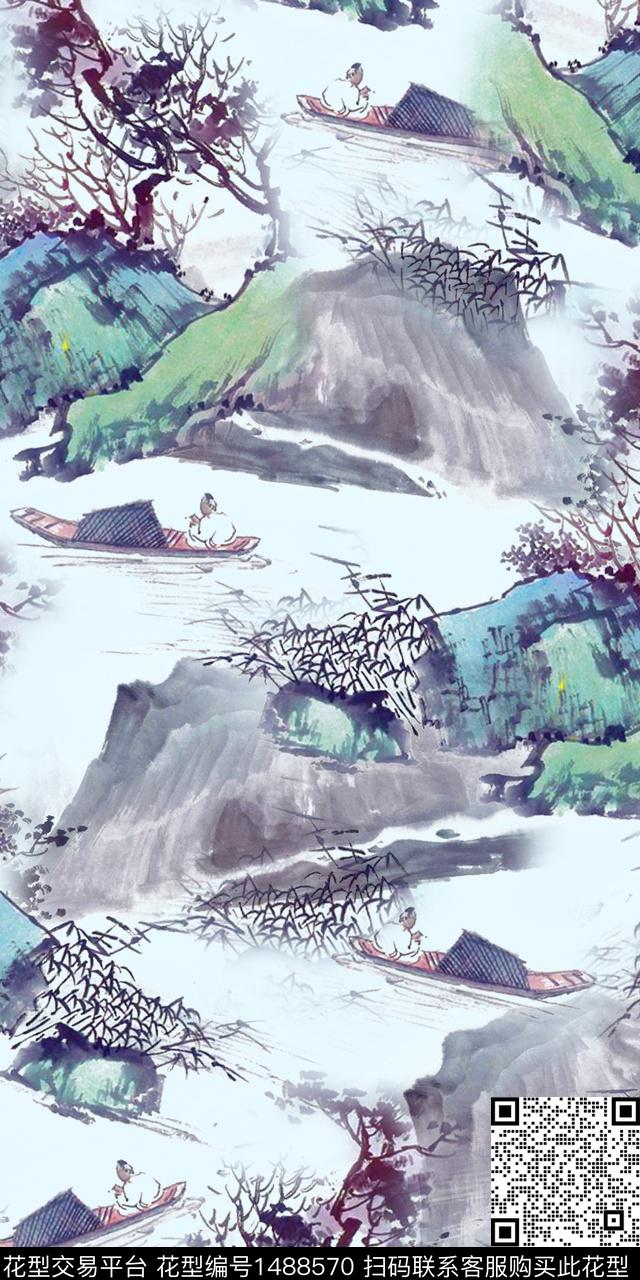 民族风花卉大牌风数码印花华亿平台下载（图片编号: 1488570） - 瓦栏（Walan）