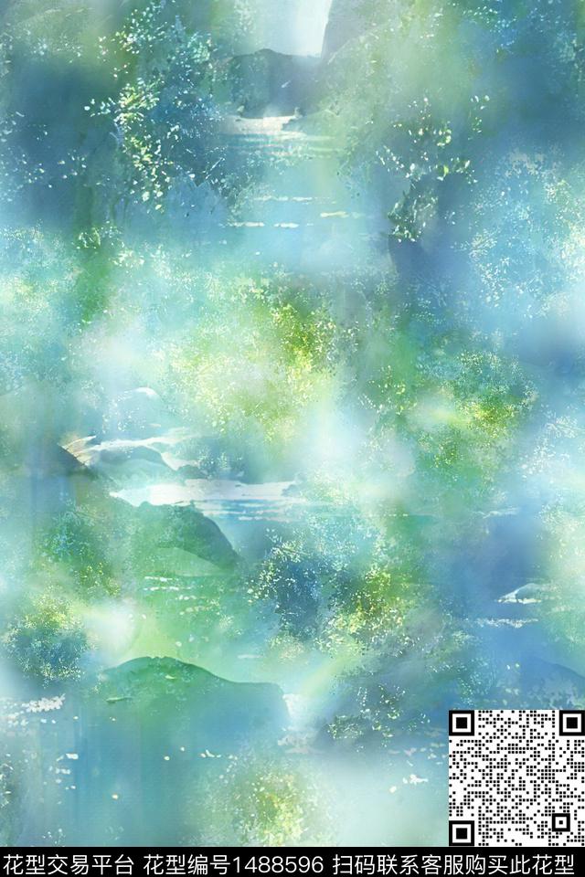 水彩肌理雪纺数码印花华亿平台下载（图片编号: 1488596） - 瓦栏（Walan）