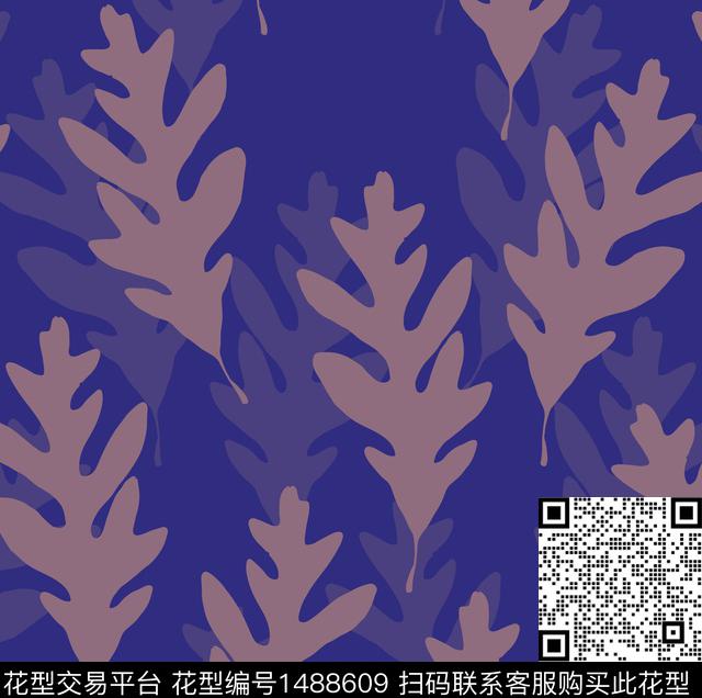 绿植树叶彩底花卉定位花数码印花华亿平台下载（图片编号: 1488609） - 瓦栏（Walan）