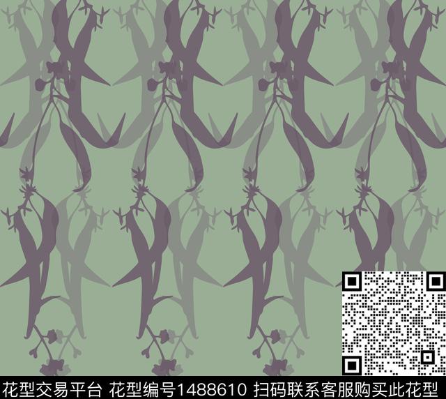 绿植树叶彩底花卉定位花数码印花华亿平台下载（图片编号: 1488610） - 瓦栏（Walan）