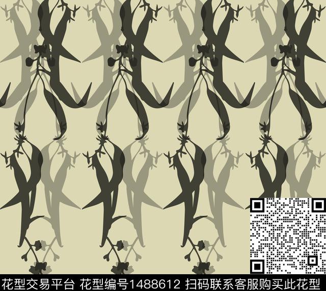 绿植树叶彩底花卉定位花数码印花华亿平台下载（图片编号: 1488612） - 瓦栏（Walan）