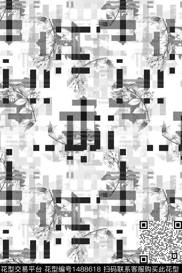 几何大牌风休闲数码印花华亿平台下载（图片编号: 1488618） - 瓦栏（Walan）