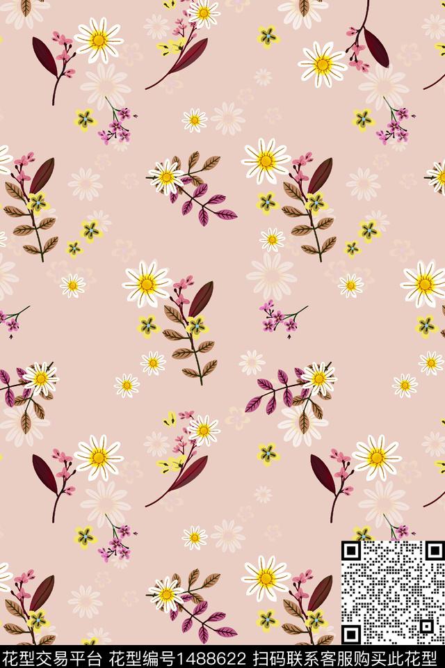 绿植树叶花卉小碎花数码印花华亿平台下载（图片编号: 1488622） - 瓦栏（Walan）