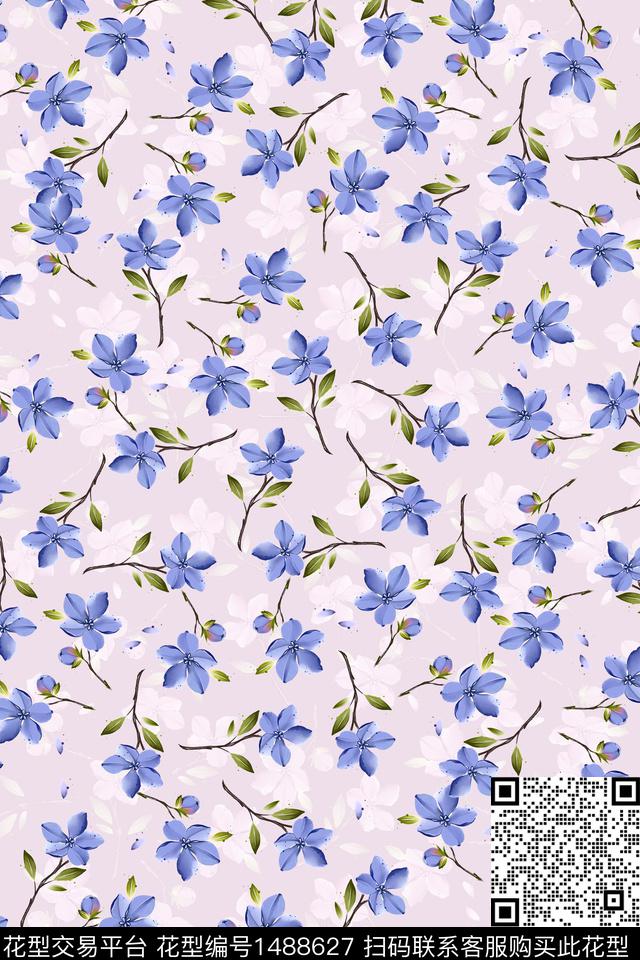 花卉大牌风小清新数码印花华亿平台下载（图片编号: 1488627） - 瓦栏（Walan）