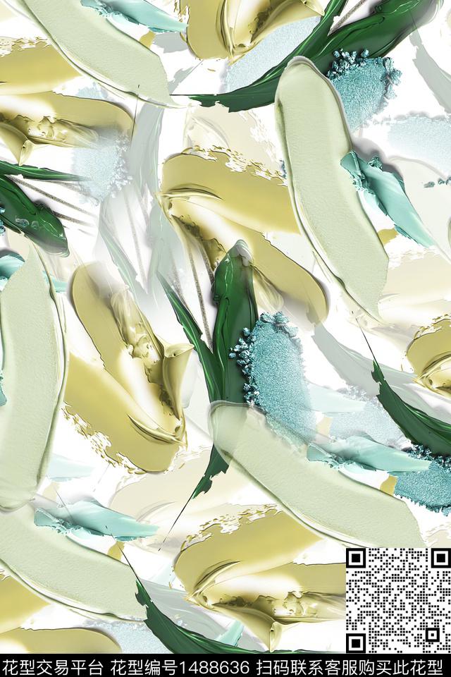 抽象小清新真丝数码印花华亿平台下载（图片编号: 1488636） - 瓦栏（Walan）