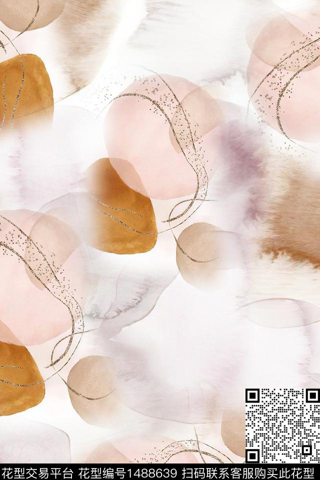 抽象小清新真丝数码印花华亿平台下载（图片编号: 1488639） - 瓦栏（Walan）