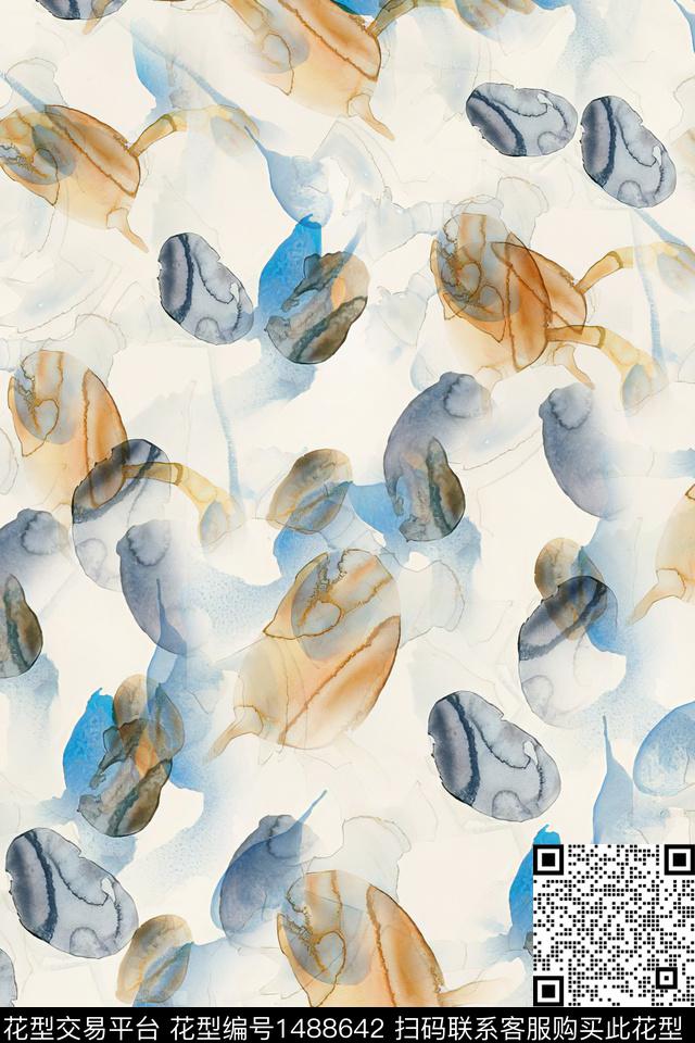 抽象小清新真丝数码印花华亿平台下载（图片编号: 1488642） - 瓦栏（Walan）