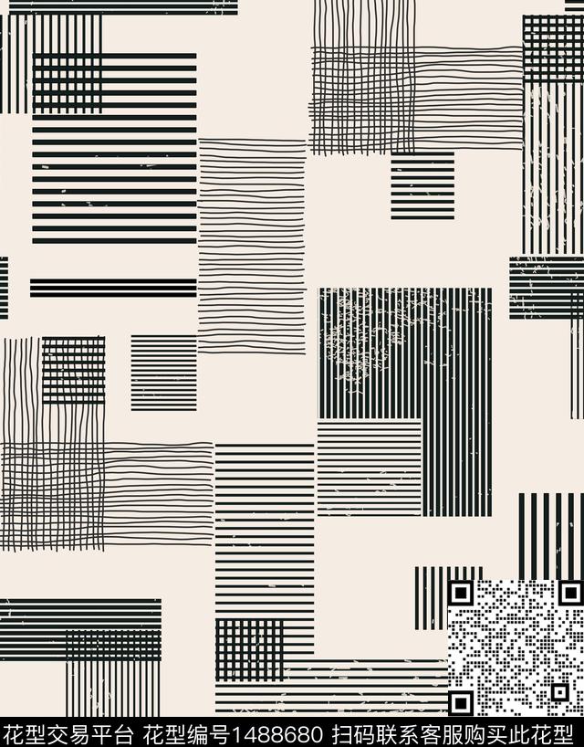 几何线条大牌风传统印花华亿平台下载（图片编号: 1488680） - 瓦栏（Walan）