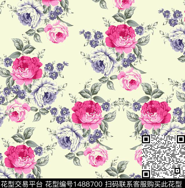 民族花卉定位花彩底花卉数码印花华亿平台下载（图片编号: 1488700） - 瓦栏（Walan）