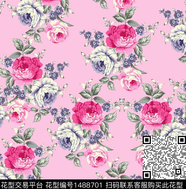 民族花卉定位花彩底花卉数码印花华亿平台下载（图片编号: 1488701） - 瓦栏（Walan）