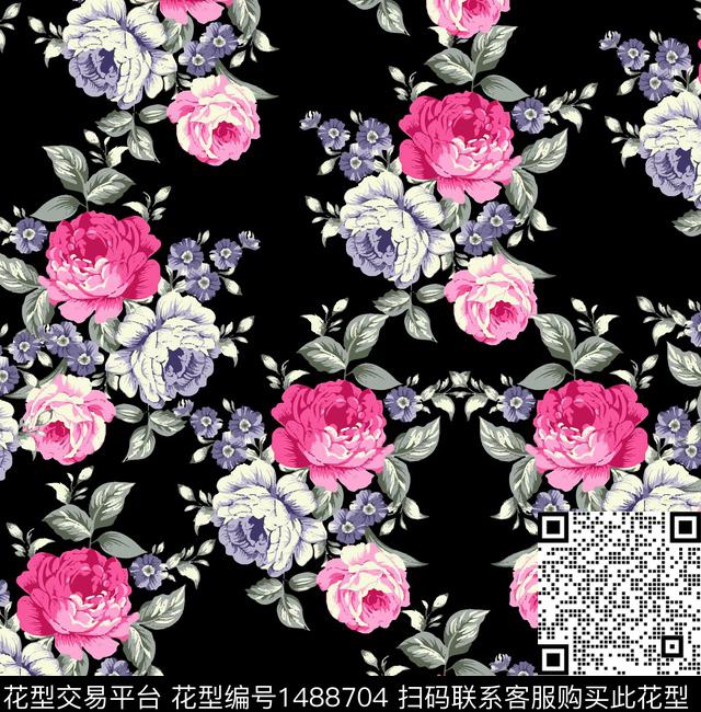 民族花卉定位花彩底花卉数码印花华亿平台下载（图片编号: 1488704） - 瓦栏（Walan）