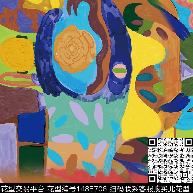 几何抽象数码印花华亿平台下载（图片编号: 1488706） - 瓦栏（Walan）