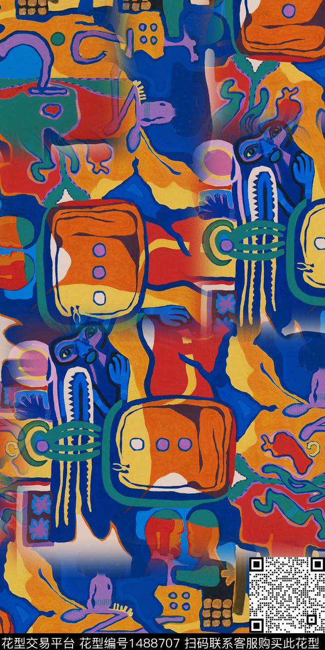 几何抽象数码印花华亿平台下载（图片编号: 1488707） - 瓦栏（Walan）