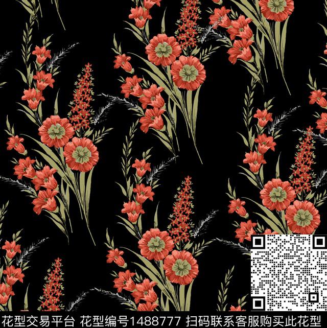 彩底花卉绿植树叶花卉数码印花华亿平台下载（图片编号: 1488777） - 瓦栏（Walan）