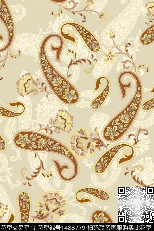 民族风佩斯利大牌风数码印花华亿平台下载（图片编号: 1488779） - 瓦栏（Walan）