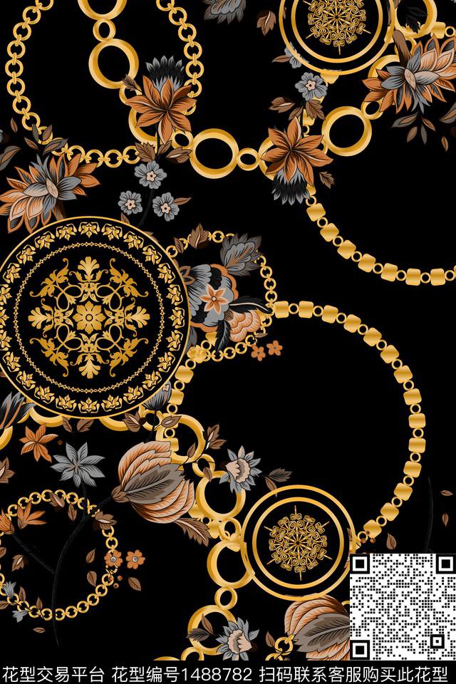 链条民族风佩斯利数码印花华亿平台下载（图片编号: 1488782） - 瓦栏（Walan）