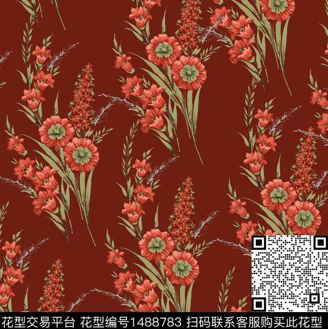 彩底花卉绿植树叶花卉数码印花华亿平台下载（图片编号: 1488783） - 瓦栏（Walan）