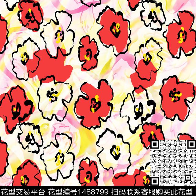 绿植树叶花卉大牌风数码印花华亿平台下载（图片编号: 1488799） - 瓦栏（Walan）