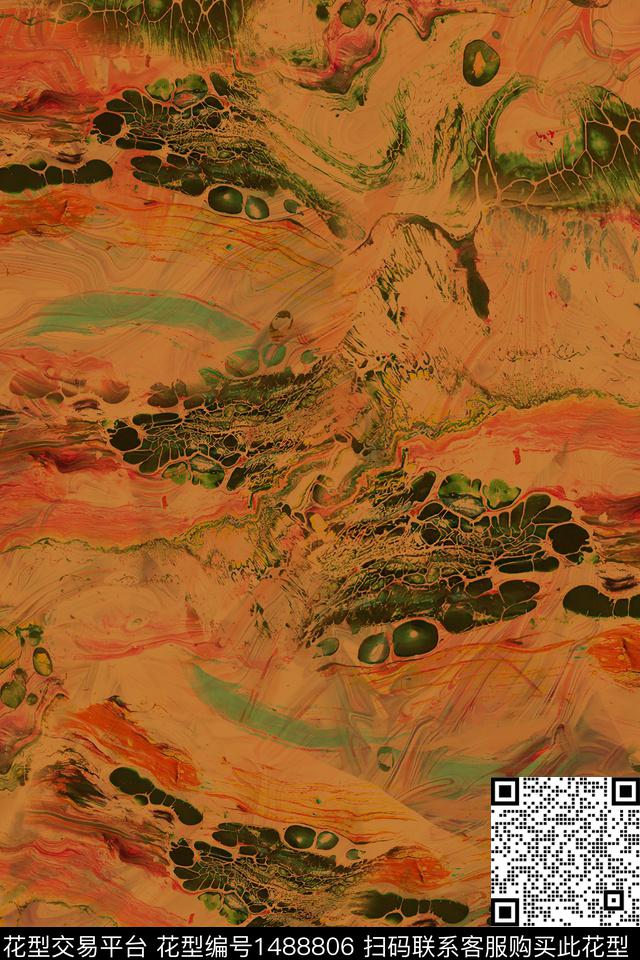 香云纱抽象中老年数码印花华亿平台下载（图片编号: 1488806） - 瓦栏（Walan）