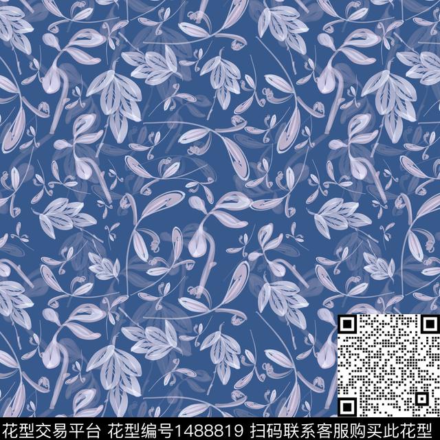 绿植树叶花卉小碎花数码印花华亿平台下载（图片编号: 1488819） - 瓦栏（Walan）