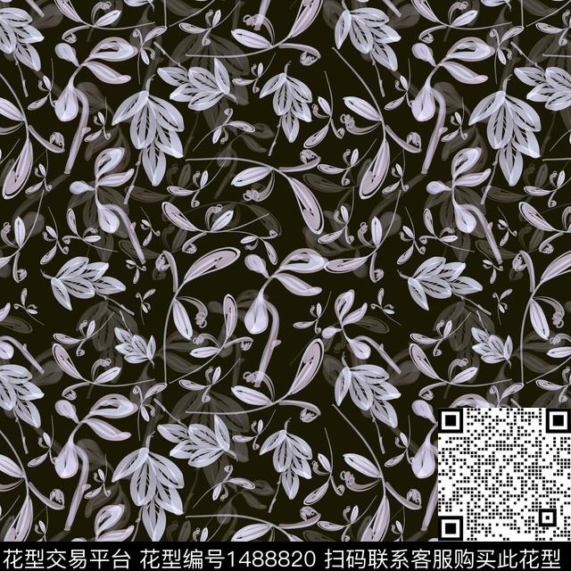 绿植树叶花卉小碎花数码印花华亿平台下载（图片编号: 1488820） - 瓦栏（Walan）