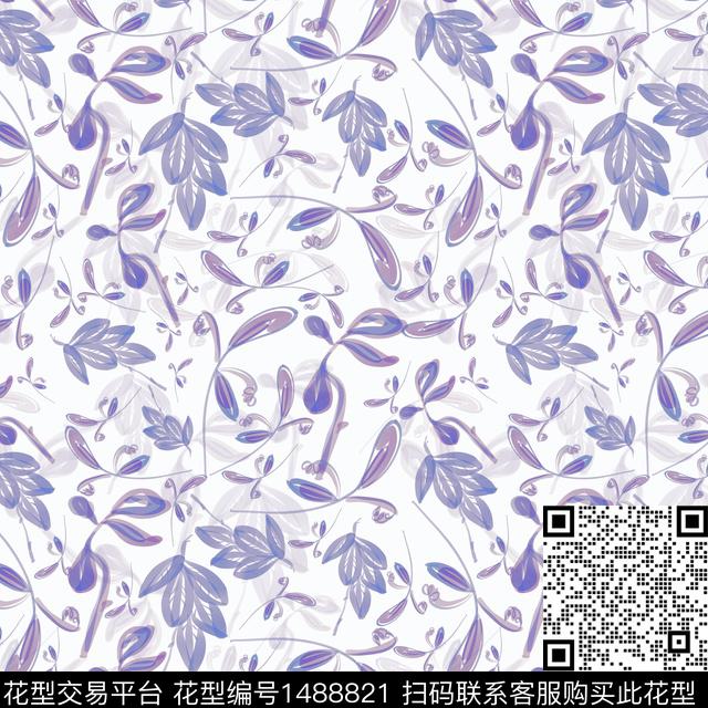 绿植树叶花卉小碎花数码印花华亿平台下载（图片编号: 1488821） - 瓦栏（Walan）