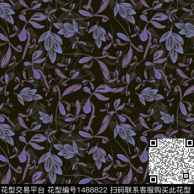 绿植树叶花卉小碎花数码印花华亿平台下载（图片编号: 1488822） - 瓦栏（Walan）