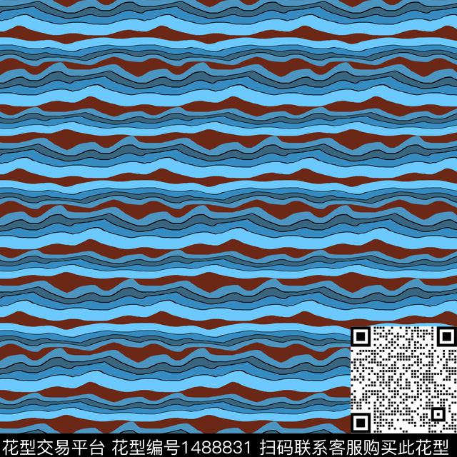 波浪纹复古条纹传统印花华亿平台下载（图片编号: 1488831） - 瓦栏（Walan）